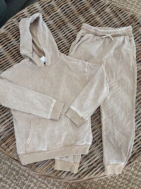Kids Neutral Tan Cozy Sweatpants Joggers